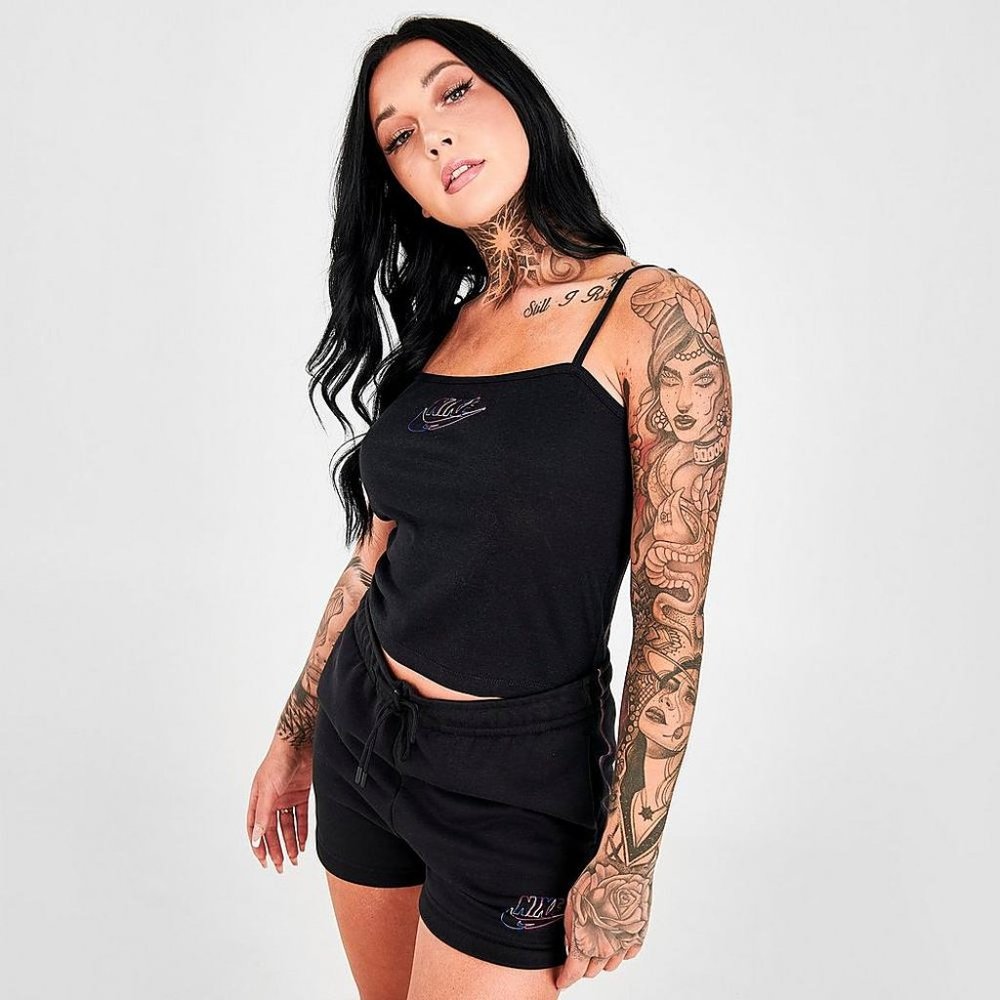 NIKE Futura Cami Tank Top Shirt Black Tight Fit Women's Size SMALL - Picture 1 of 6